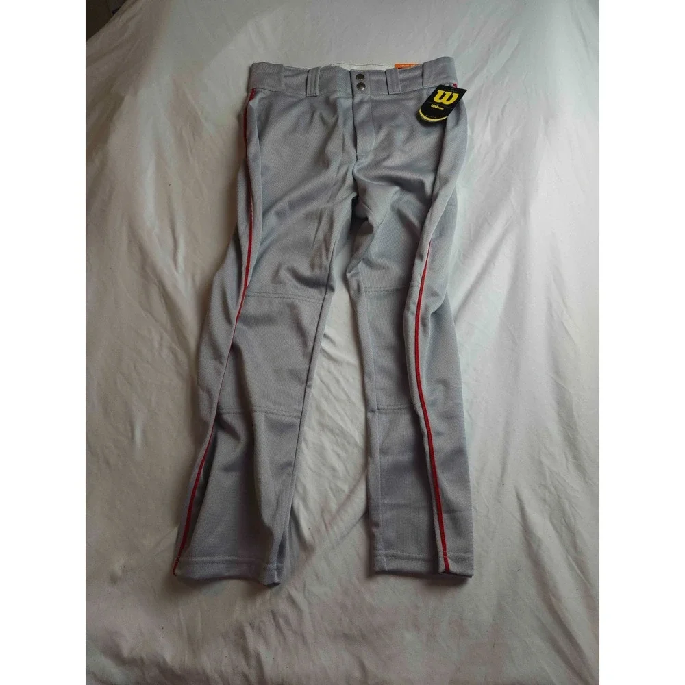 Wilson‎ Baseball Pants Gray Youth Boys Large Tapered Piped Outdoor WTA4232 NWT